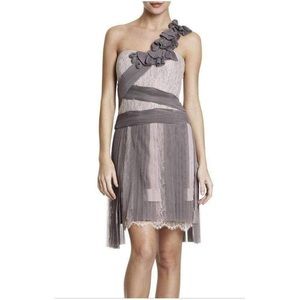 Bcbgmaxazria Pleated Contrast Lace Dress Size 2